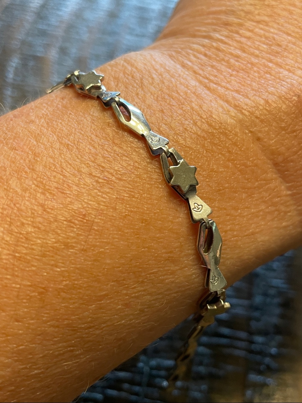 VINTAGE Italian Sterling Silver Star Link Bracelet - Picture 4 of 5